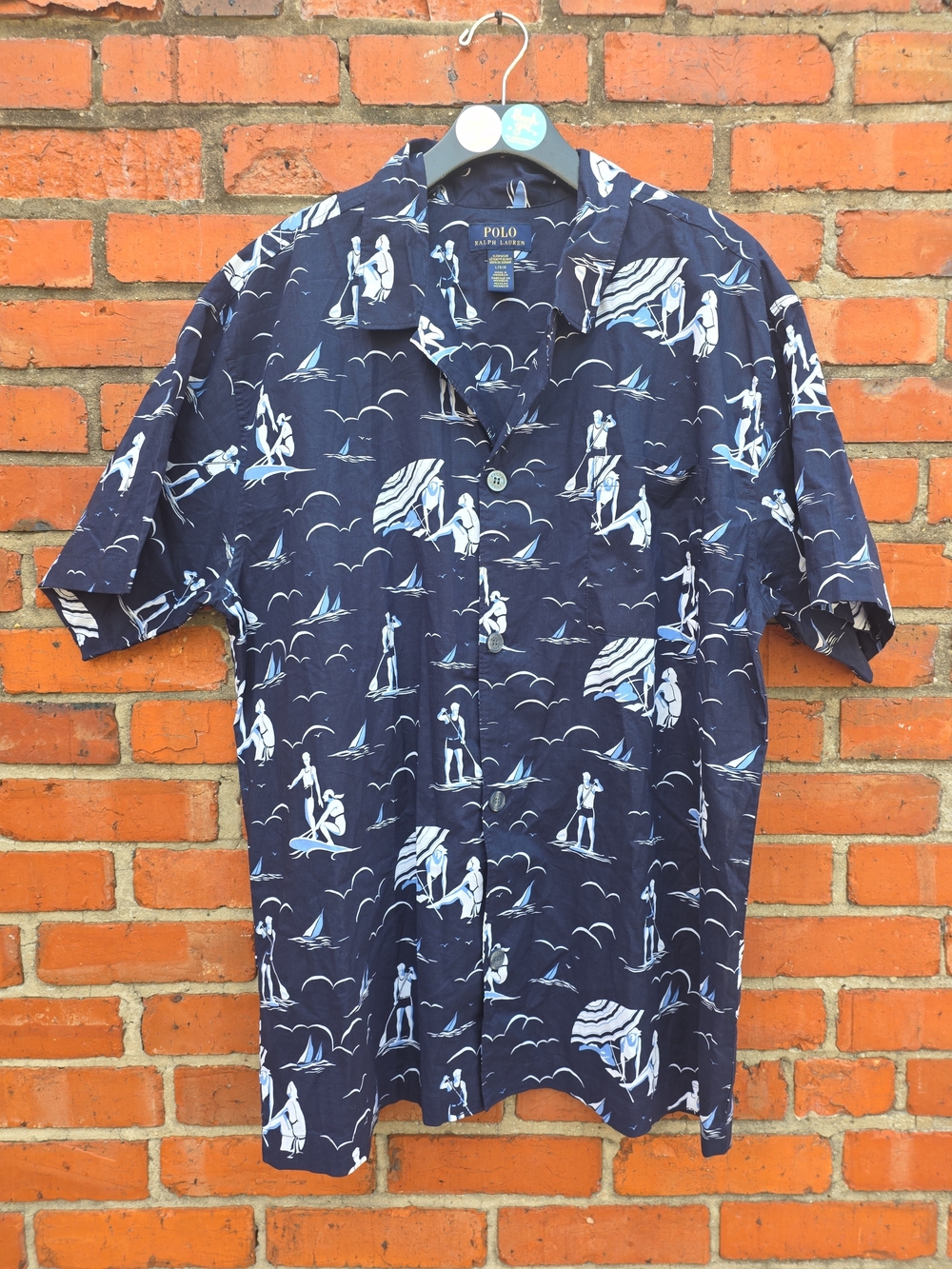 Polo Ralph Lauren Men’s Large Nautical Print Pajama Sleep Shirt Cotton (Z1)